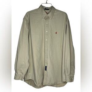 Vintage Ralph Lauren Men's XL‎ The Blaire Button Down Long Sleeve Tan Shirt